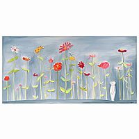 Wall Art - Blue Zinnia Garden 24x12