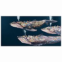 Wall Art - Humpback Whale Pod Indigo 24x12