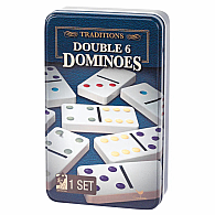 Traditions Double 6 Color Dot Dominoes In Tin