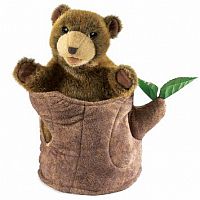 Bear In Tree Stump Hand Puppet