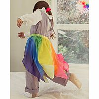 Silk skirt, blue/rainbow